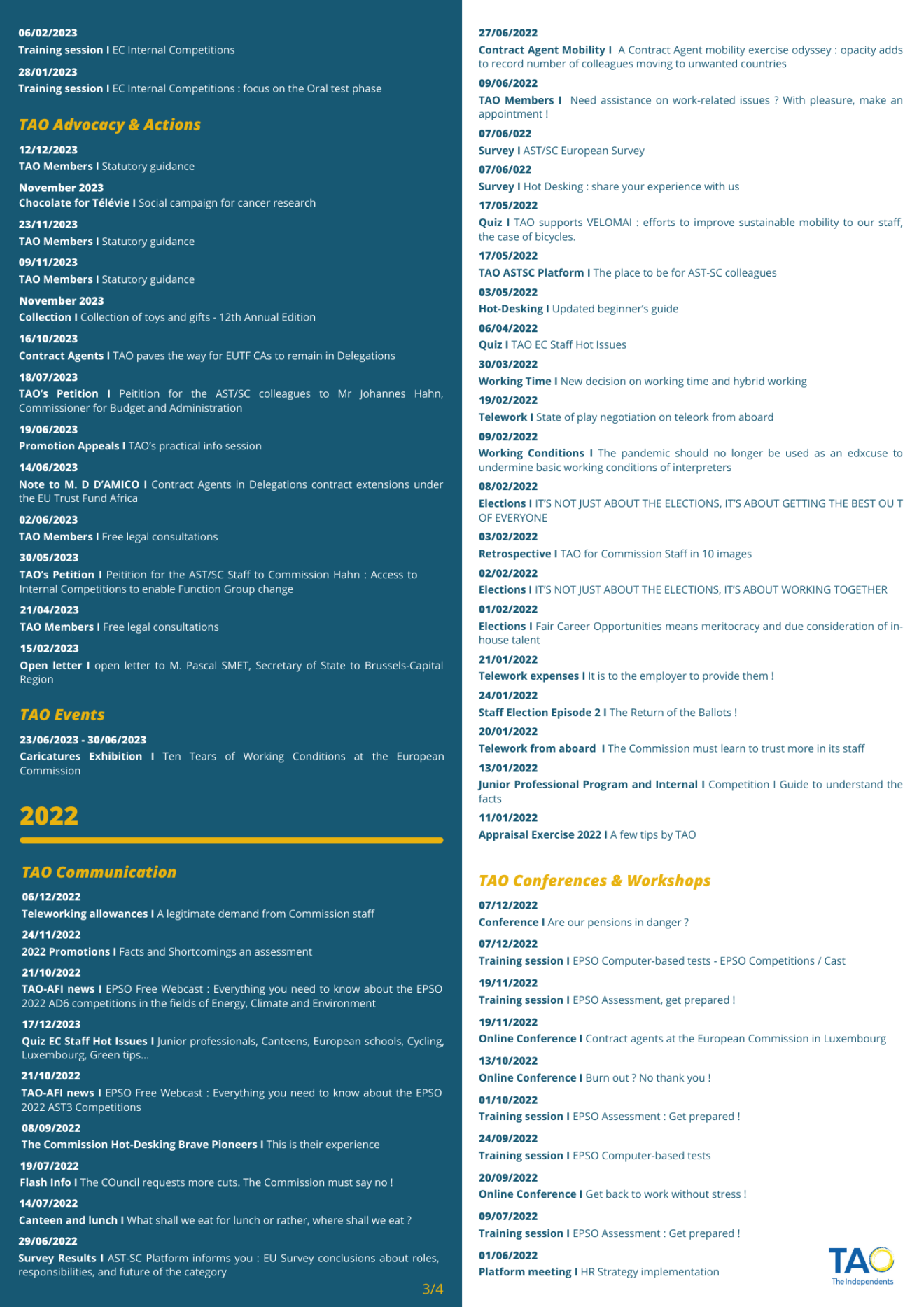 Overview of activities 2022-2025